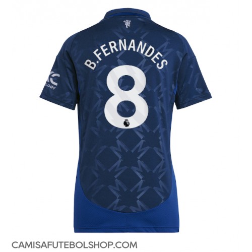 Camisa de time de futebol Manchester United Bruno Fernandes #8 Replicas 2º Equipamento Feminina 2024-25 Manga Curta